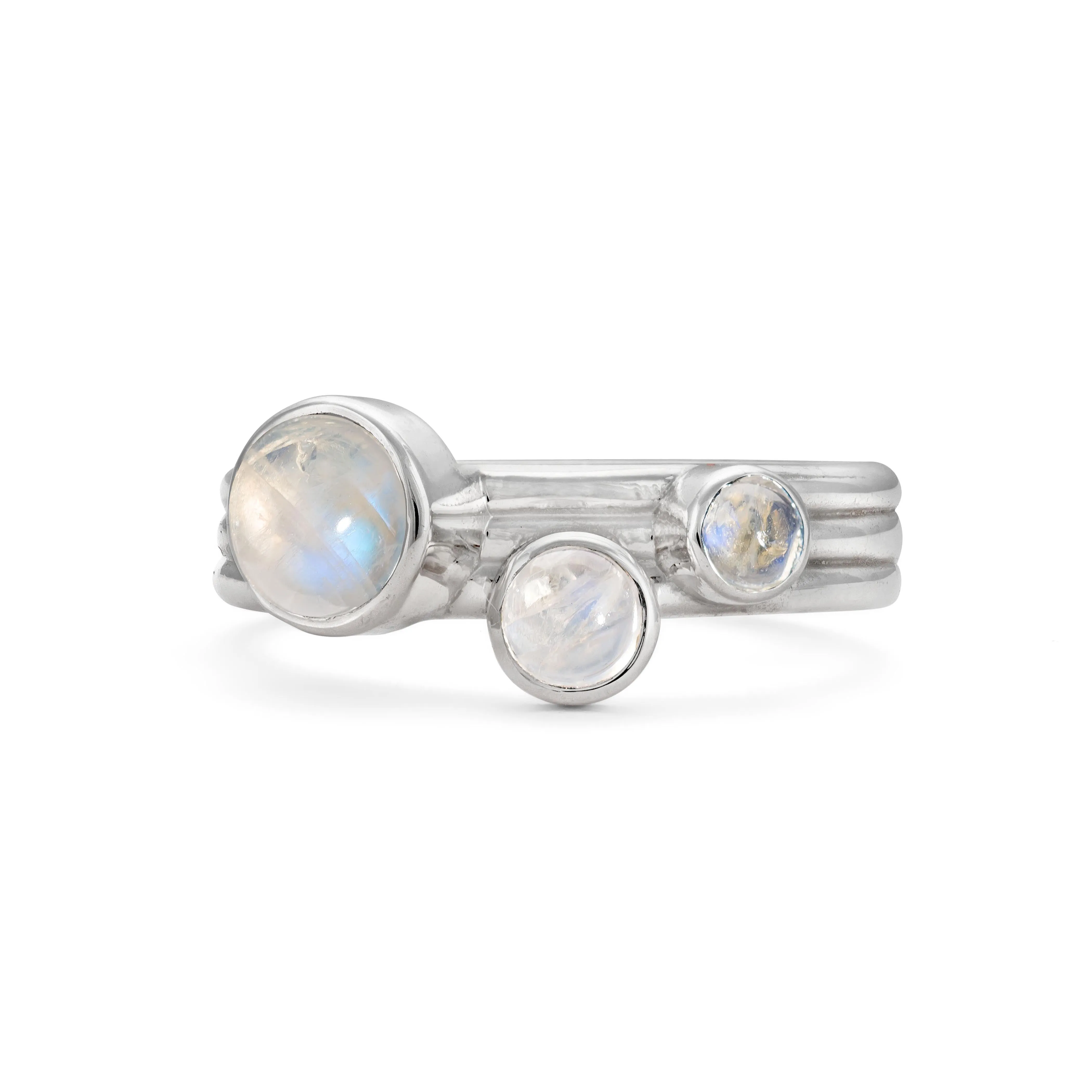 Snowdrift Moonstone Solid Nebula Ring