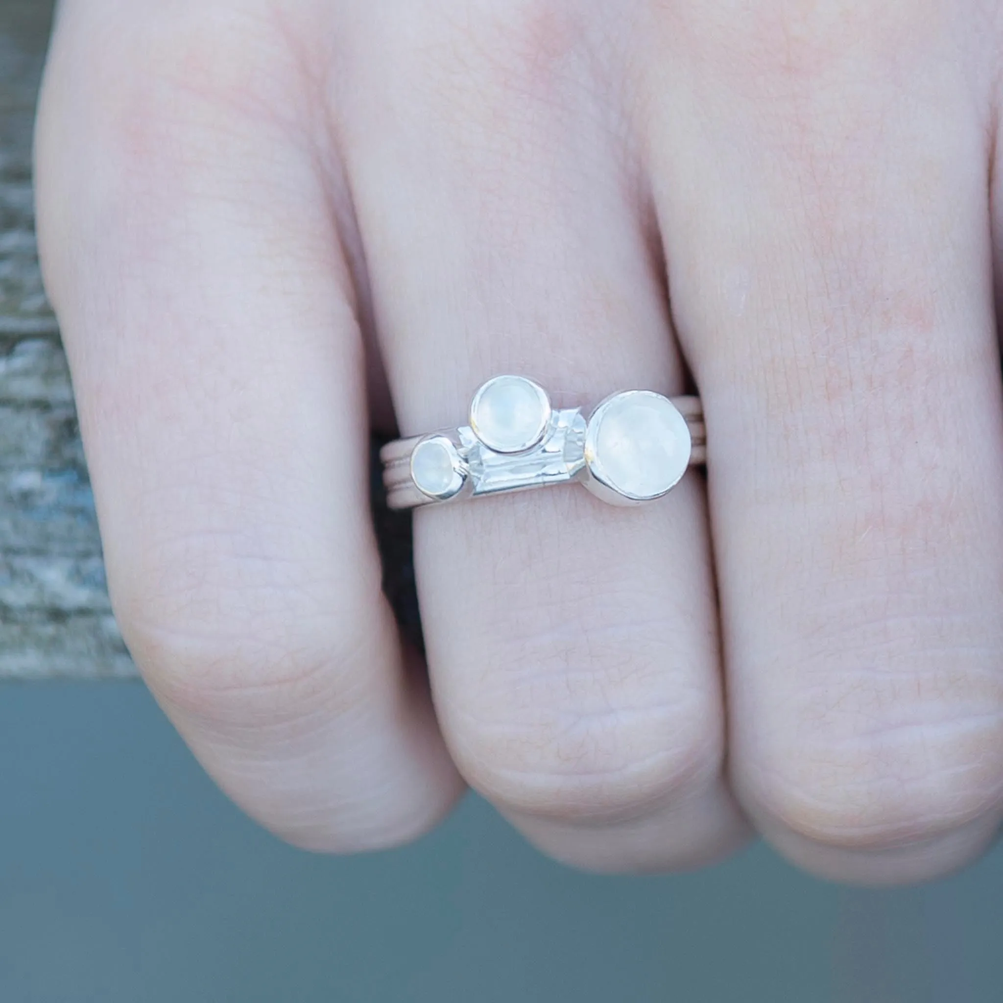 Snowdrift Moonstone Solid Nebula Ring