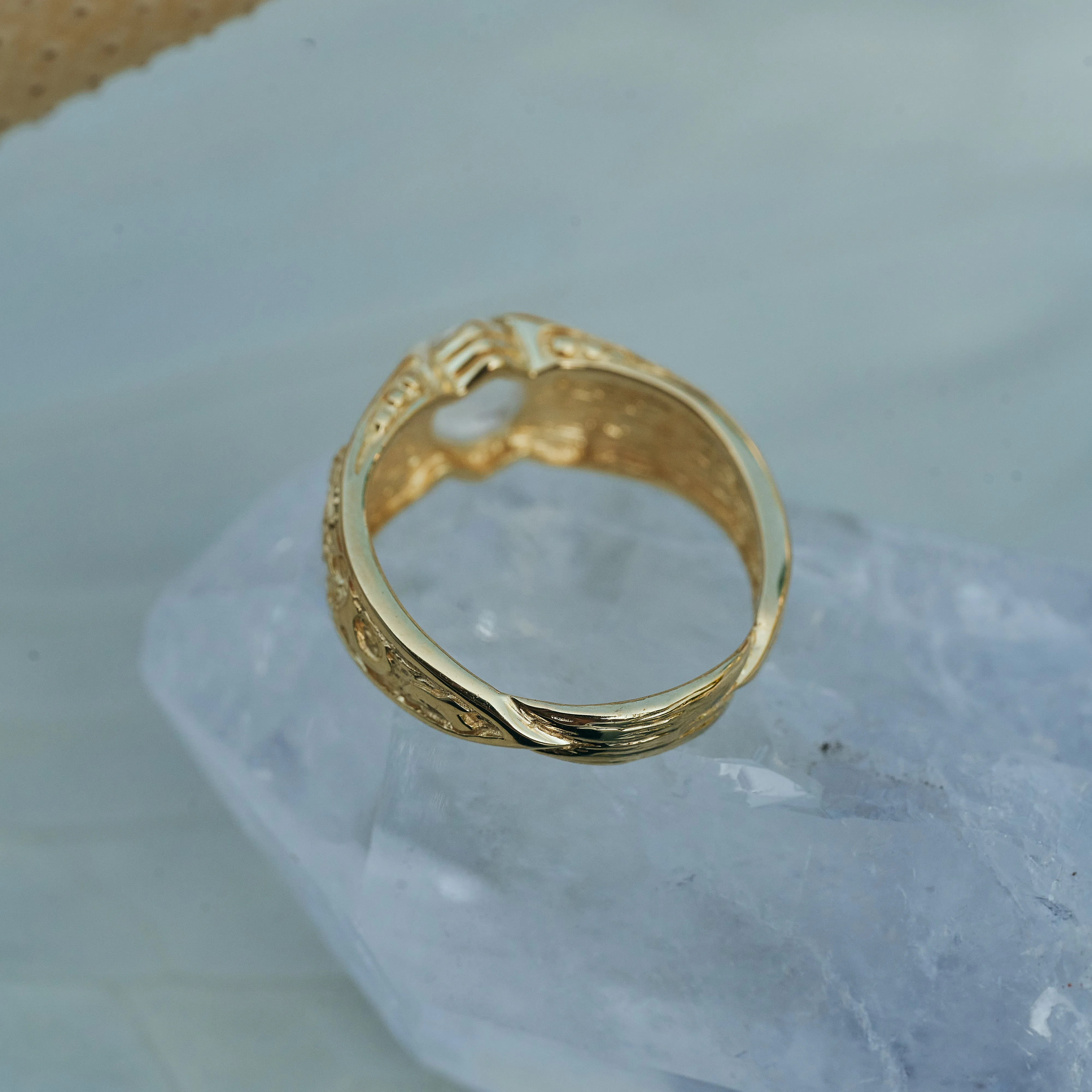Solid Gold Moonstone Engagement ring "Wolf"