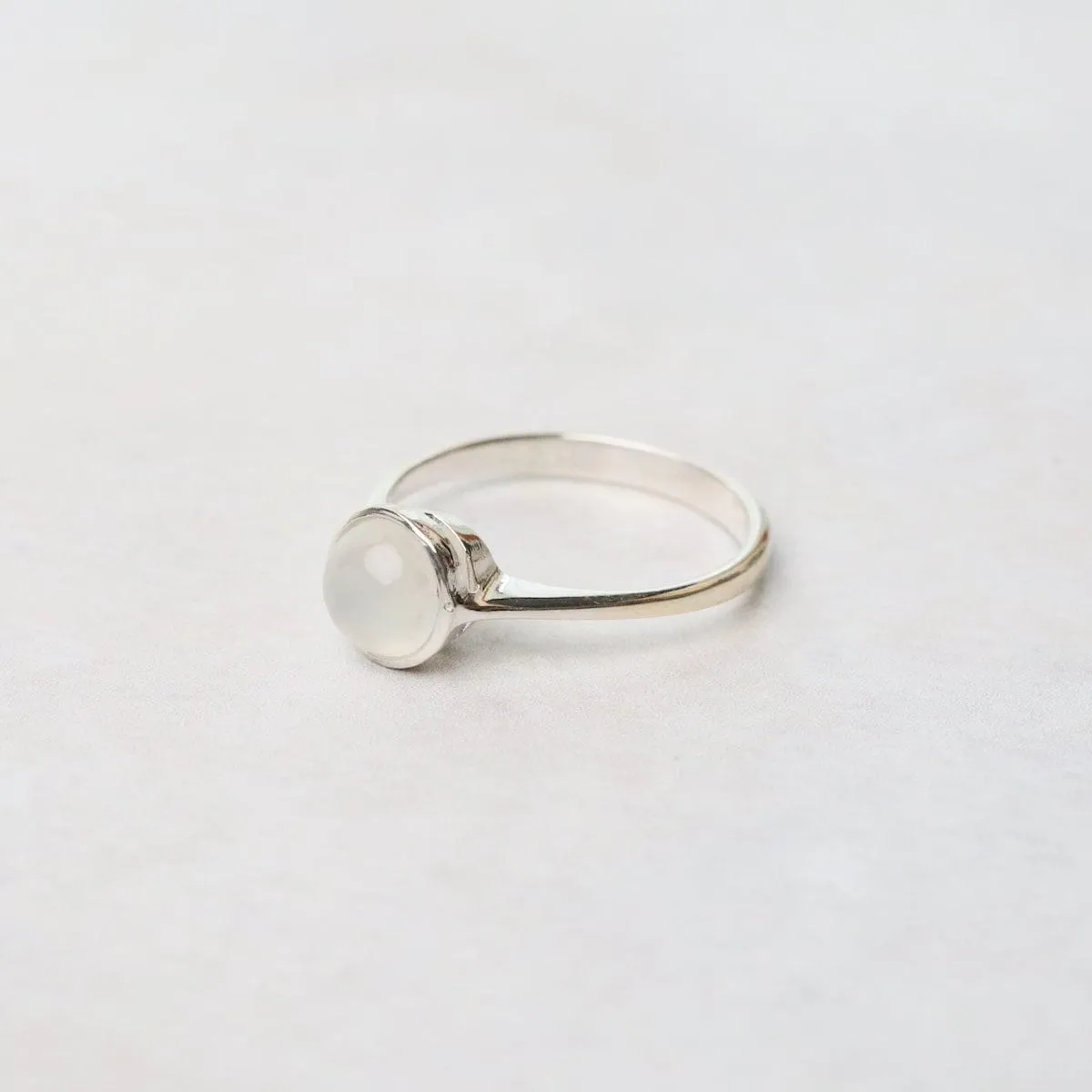Sterling Silver Ring with 6mm Round Bezel Set Moonstone