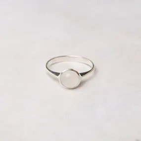 Sterling Silver Ring with 6mm Round Bezel Set Moonstone