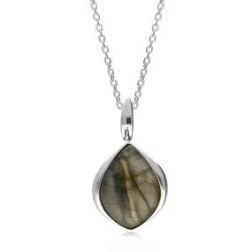 Sterling Silver Wide Marquise Labradorite Pendant