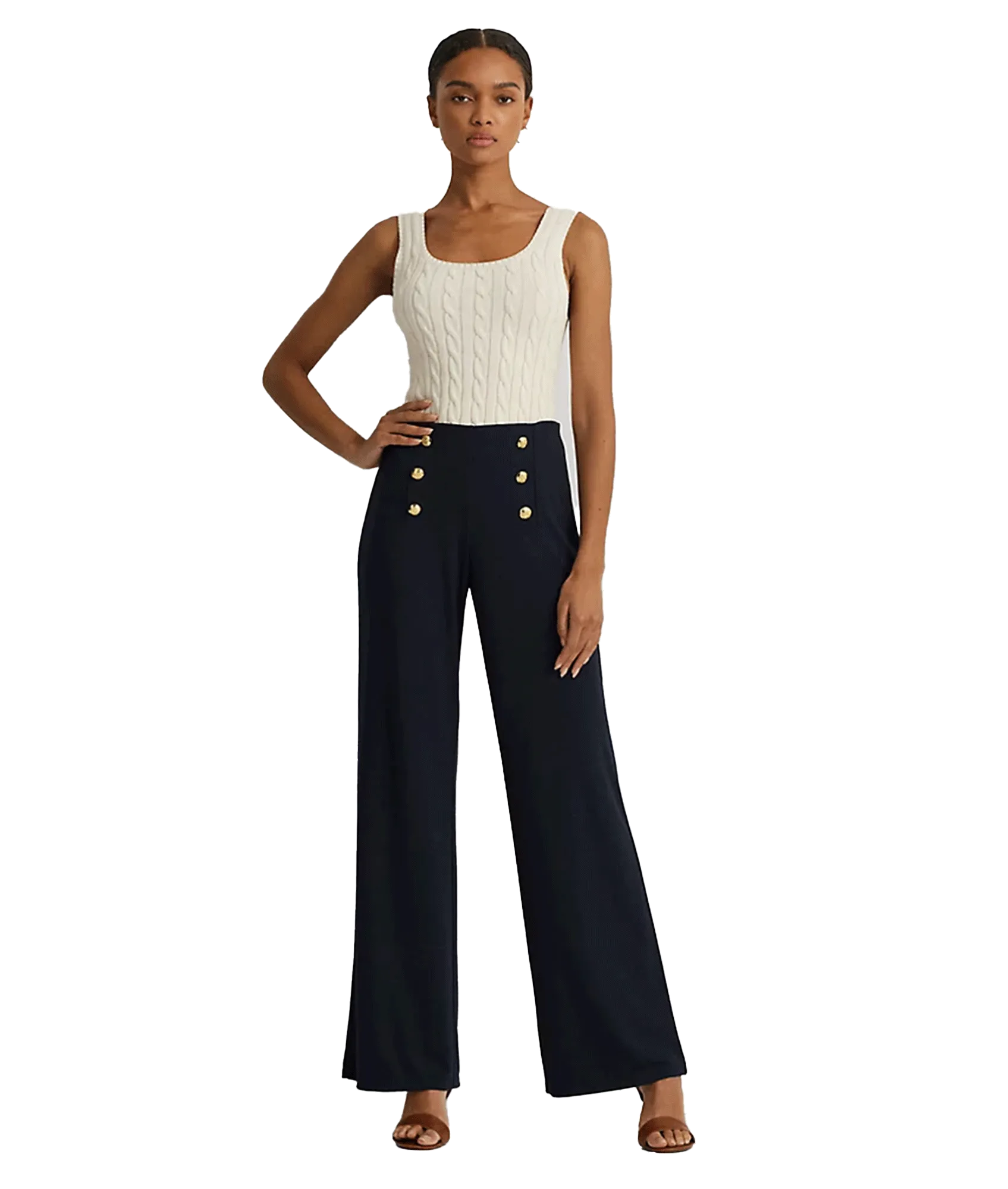 Stretch Jersey Wide-leg Pant - Navy