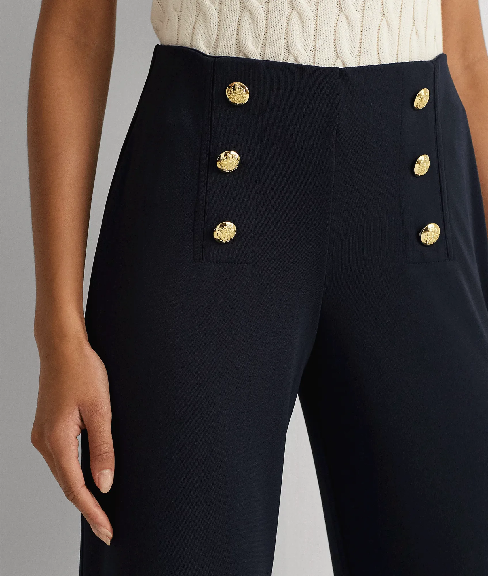 Stretch Jersey Wide-leg Pant - Navy