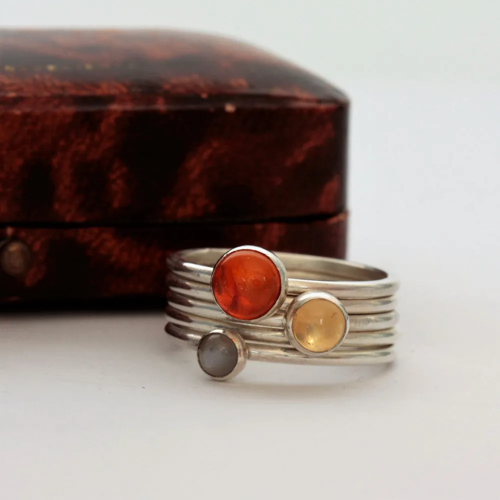 Sunrise Gemstone Stacking Ring Set