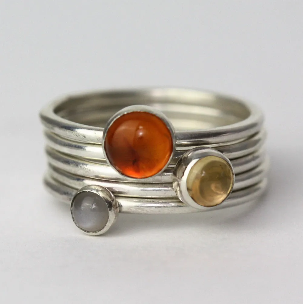 Sunrise Gemstone Stacking Ring Set
