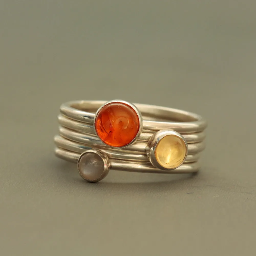 Sunrise Gemstone Stacking Ring Set