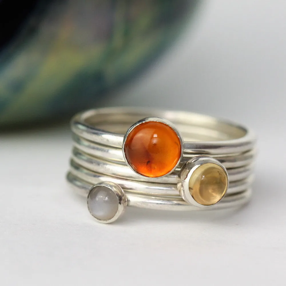 Sunrise Gemstone Stacking Ring Set