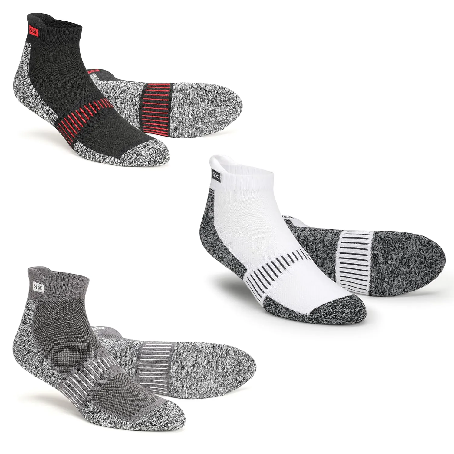 Supersox Ankle Socks for Men & Women (Unisex) - Pack of 3, Free Size (Black, White, Grey Melange)