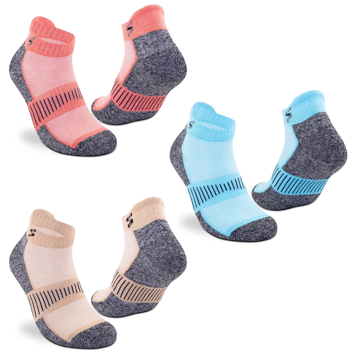 Supersox Anklet Ankle Length Socks for Men & Women (Unisex) Made With Durable, Breathable Cotton, Ideal for Casual Wear, Running, Sports - Pack of 3, Free Size (Sky Blue, Beige, Pink)