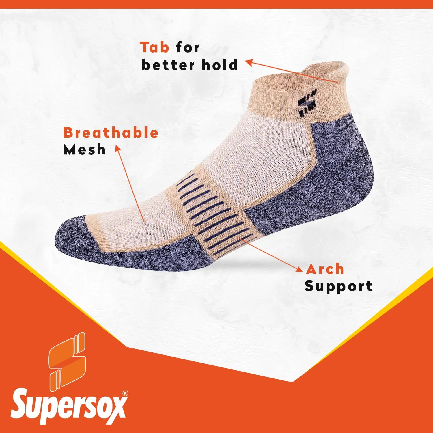 Supersox Anklet Ankle Length Socks for Men & Women (Unisex) Made With Durable, Breathable Cotton, Ideal for Casual Wear, Running, Sports - Pack of 3, Free Size (Sky Blue, Beige, Pink)
