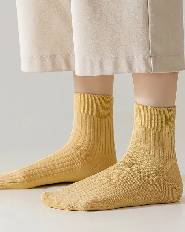 Sweetnana 3-Pack Solid Cotton Crew Socks for Women Casual Socks Cozy Seamless Socks