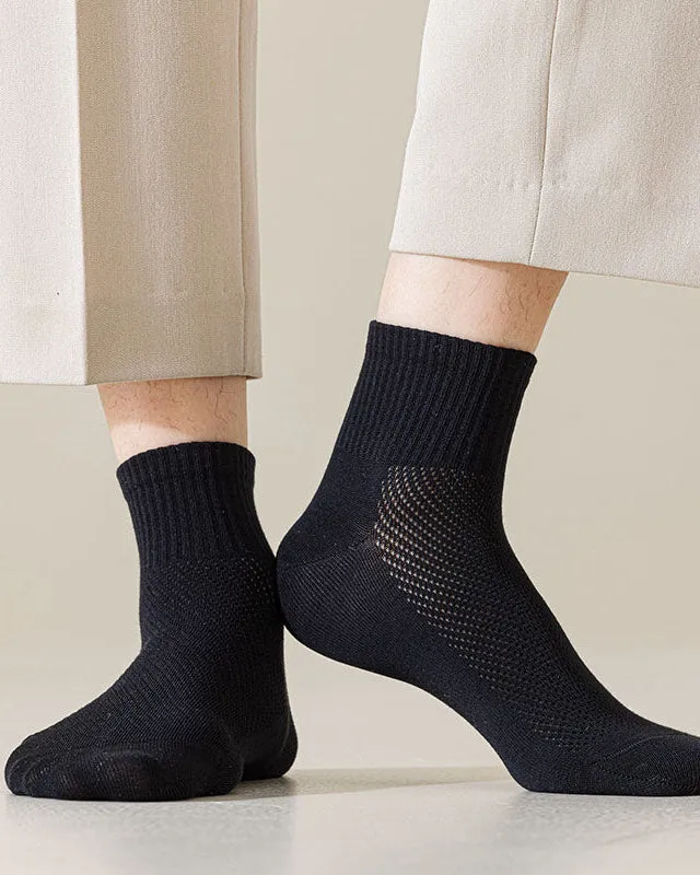 Sweetnana 3-Pack Solid Mesh Ankle Socks for Men Breathable Cozy Casual Socks Cotton Seamless Socks