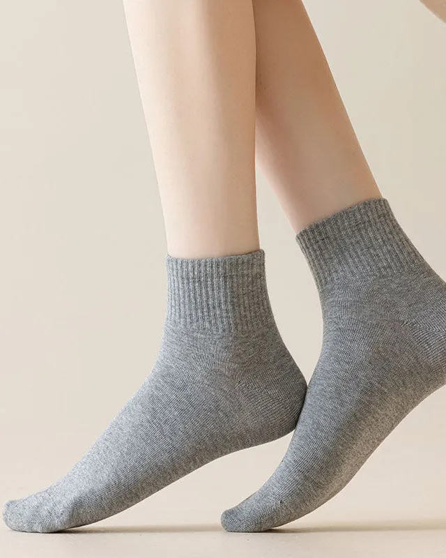 Sweetnana Solid Athletic Socks for Women Cotton Casual Above Ankle Socks Colorful Sport Stretch Socks