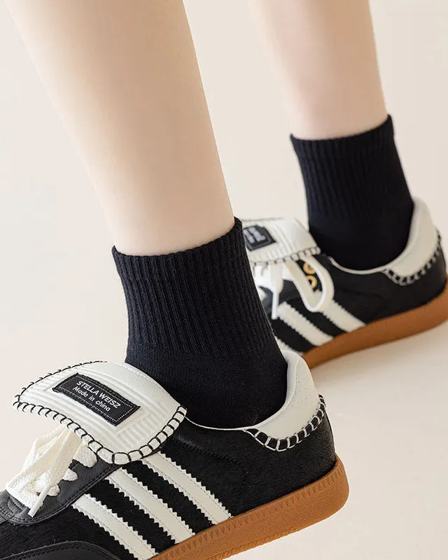 Sweetnana Solid Athletic Socks for Women Cotton Casual Above Ankle Socks Colorful Sport Stretch Socks