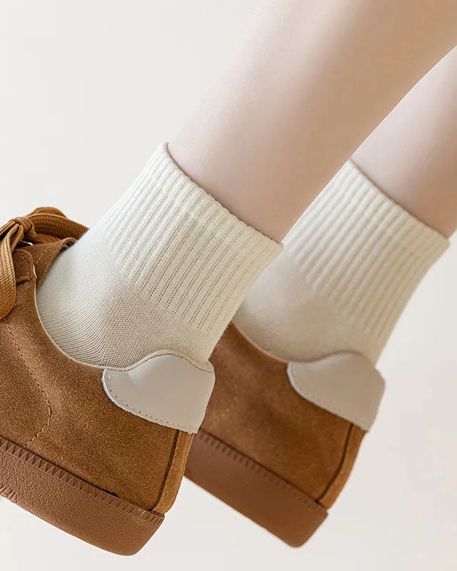 Sweetnana Solid Athletic Socks for Women Cotton Casual Above Ankle Socks Colorful Sport Stretch Socks