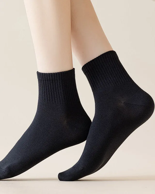 Sweetnana Solid Athletic Socks for Women Cotton Casual Above Ankle Socks Colorful Sport Stretch Socks
