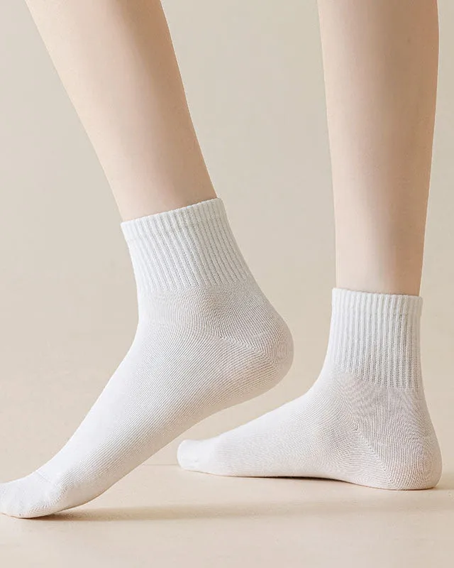 Sweetnana Solid Athletic Socks for Women Cotton Casual Above Ankle Socks Colorful Sport Stretch Socks