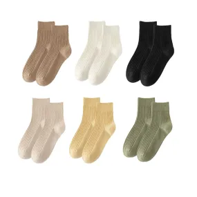 Sweetnana Women's Cotton Crew Socks Solid Color Socks Multicolor Cozy Casual Socks Seamless Socks