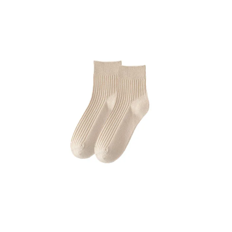 Sweetnana Women's Cotton Crew Socks Solid Color Socks Multicolor Cozy Casual Socks Seamless Socks