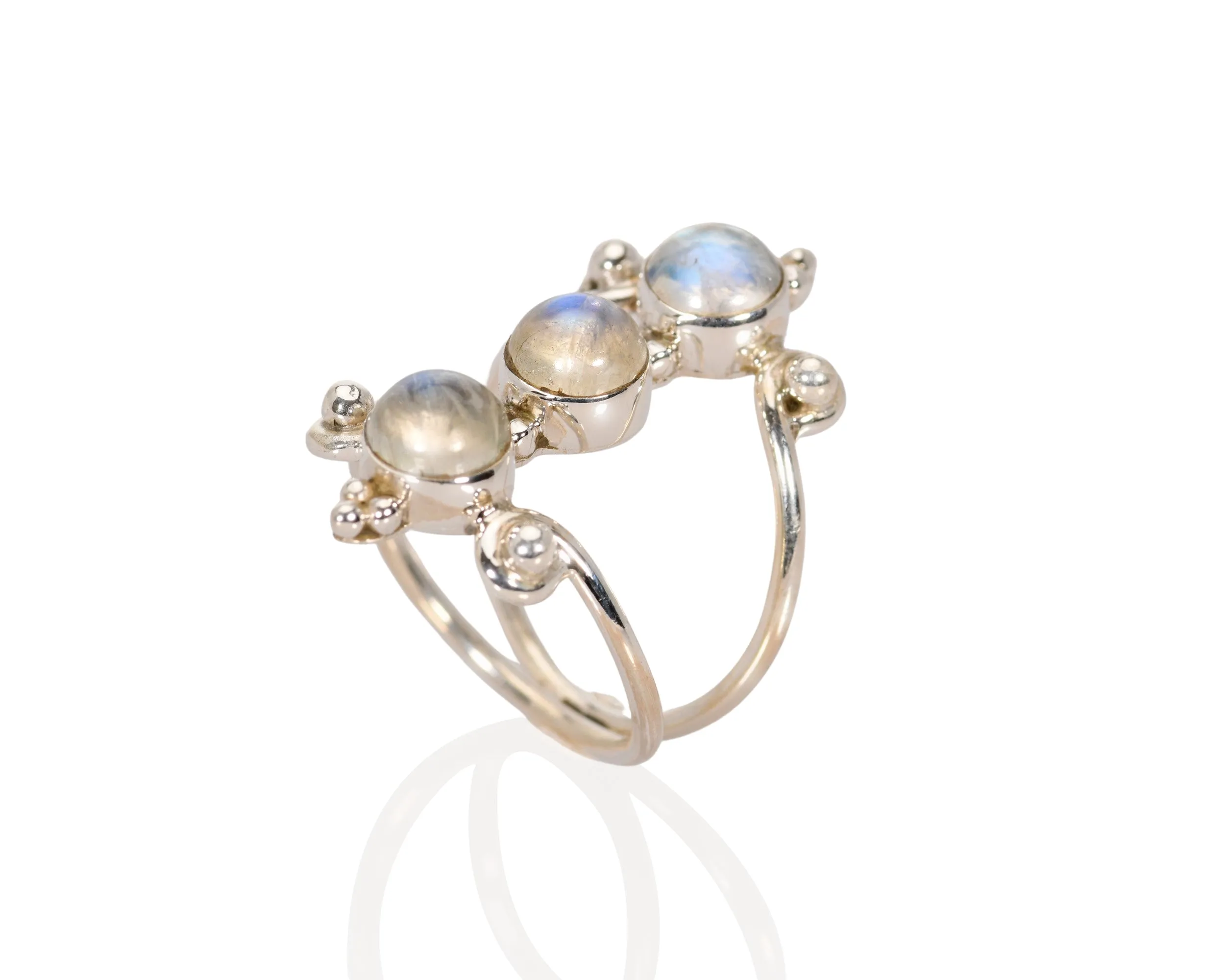 TRIPLE RAINBOW MOONSTONE RING