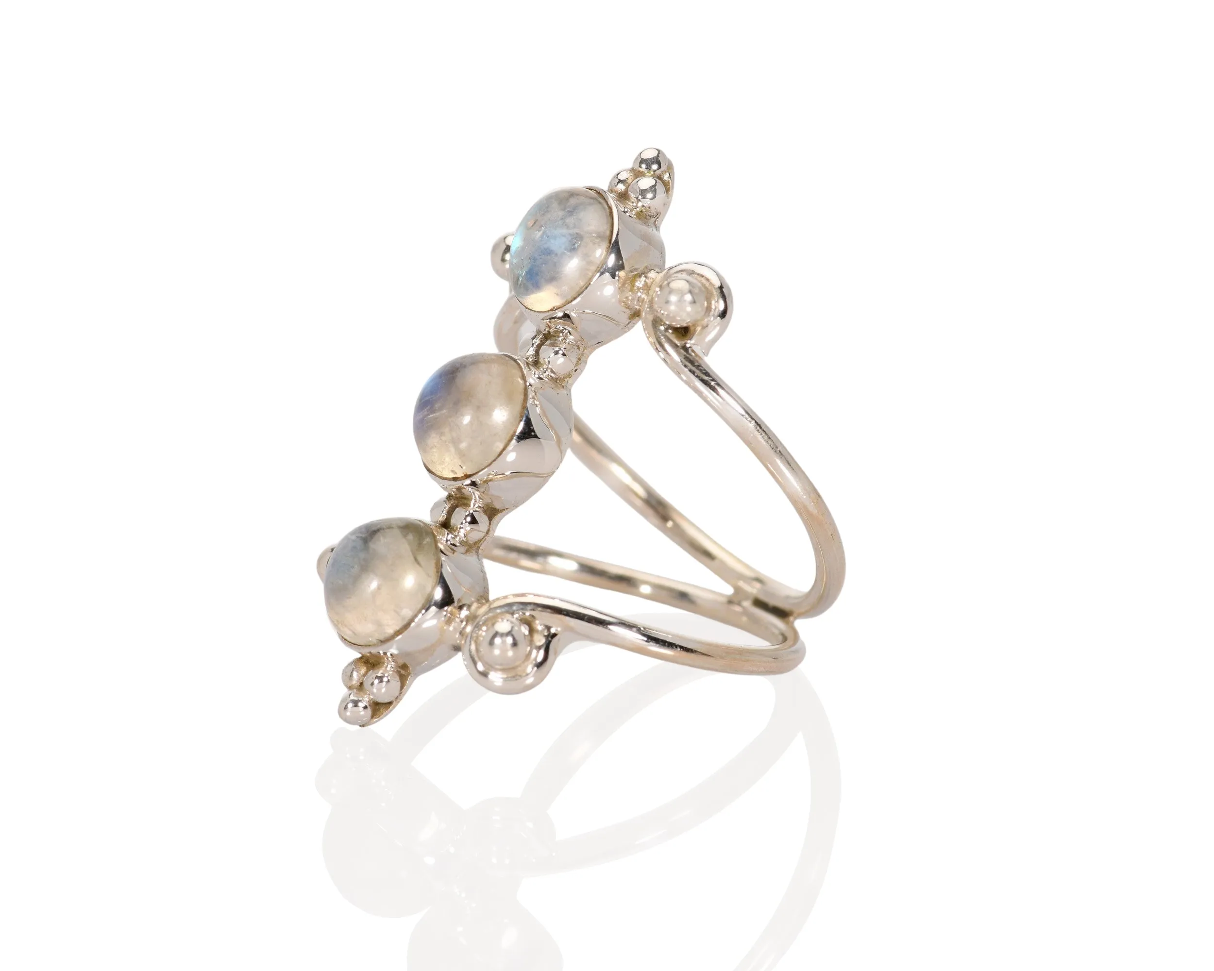 TRIPLE RAINBOW MOONSTONE RING