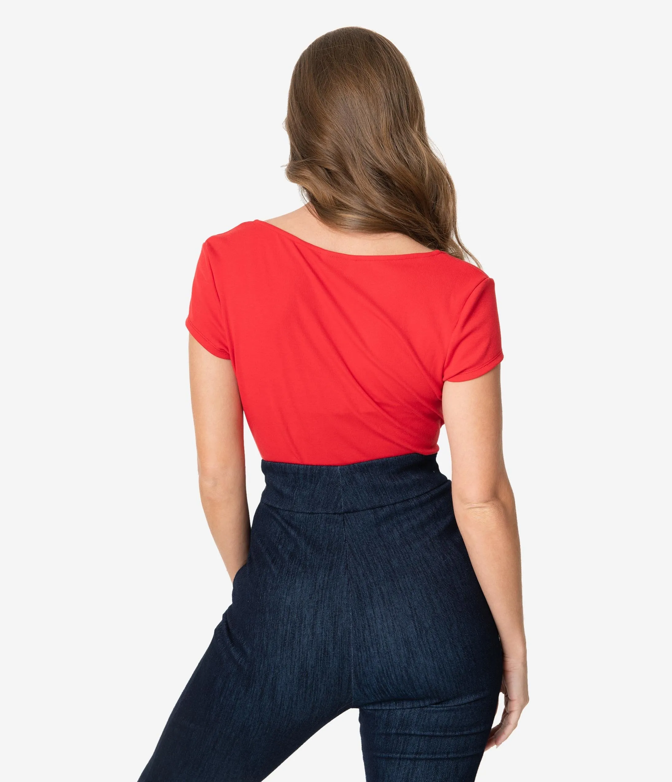 Unique Vintage 1950s Style Red Sweetheart Rosemary Top