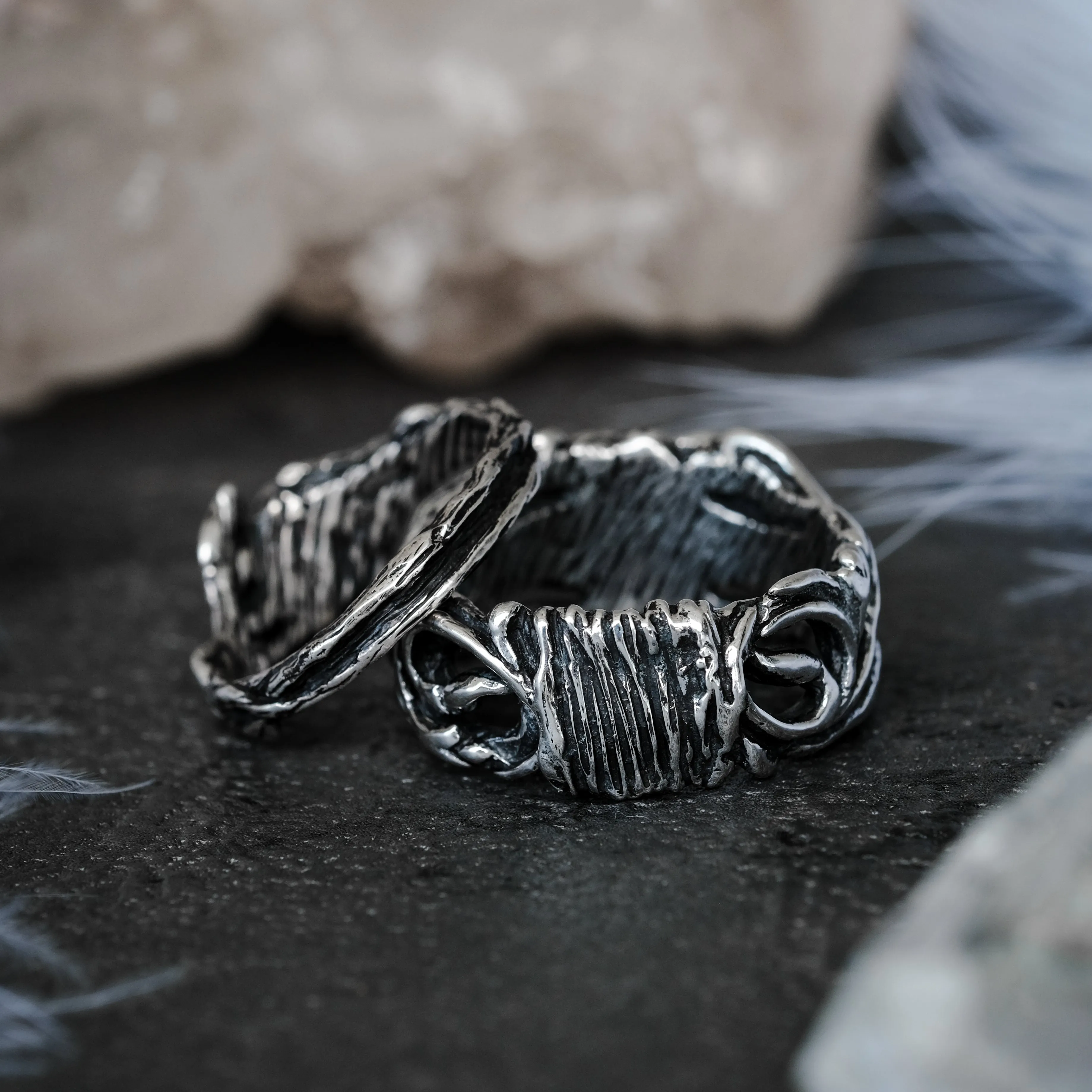 Wedding Couple Moonstone Rings Set "Luna"