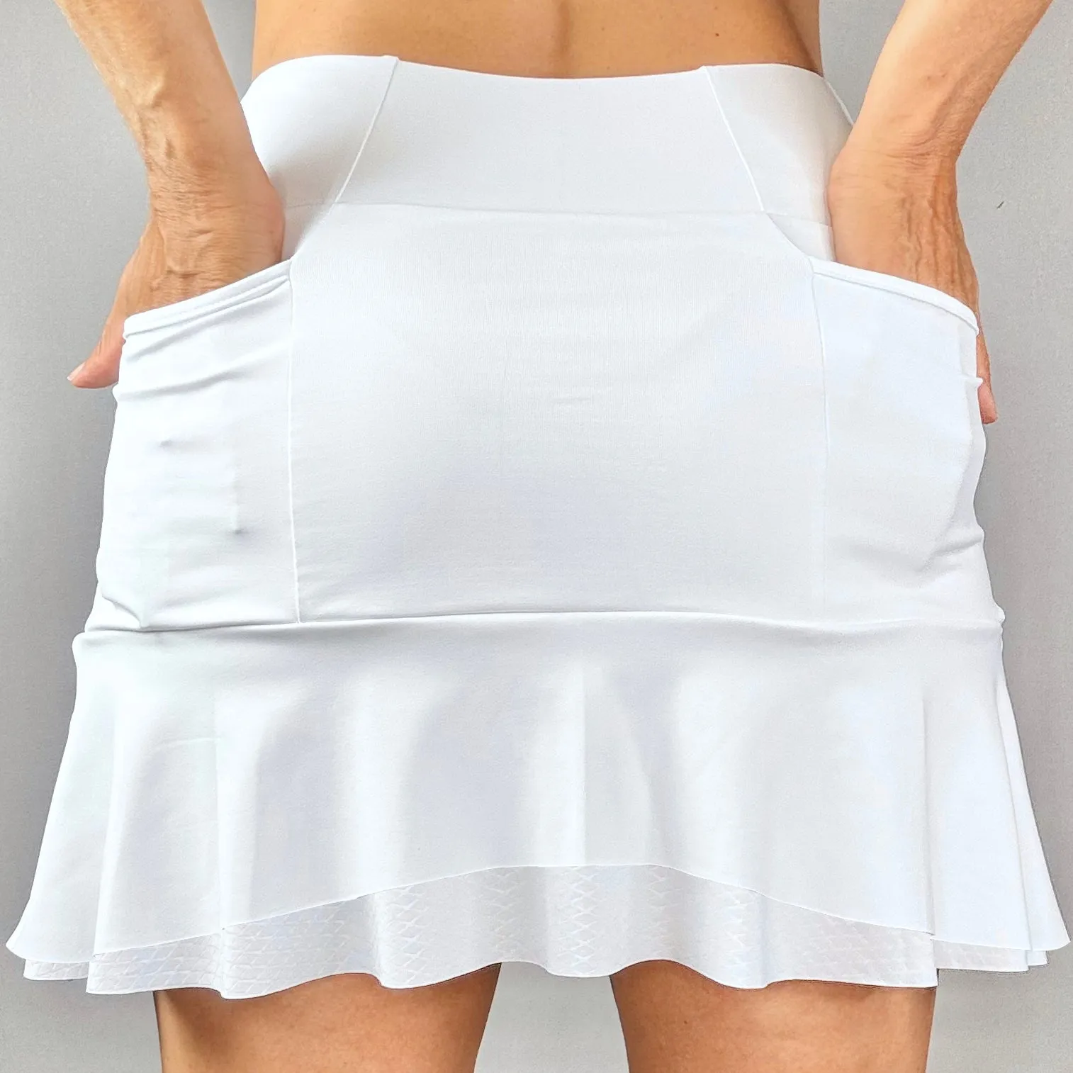 White Embossed Short Skort (textured white)