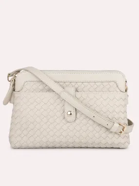 Women Beige Textured Sling Bag