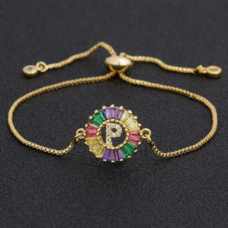 Women colourful Letter Charm Adjustable Bracelets