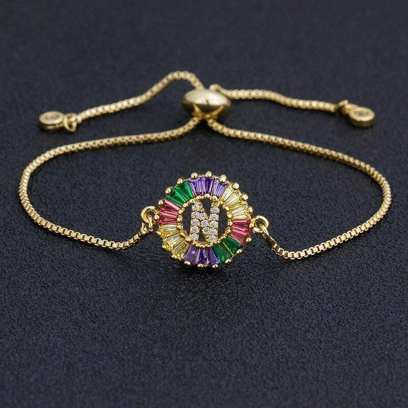 Women colourful Letter Charm Adjustable Bracelets