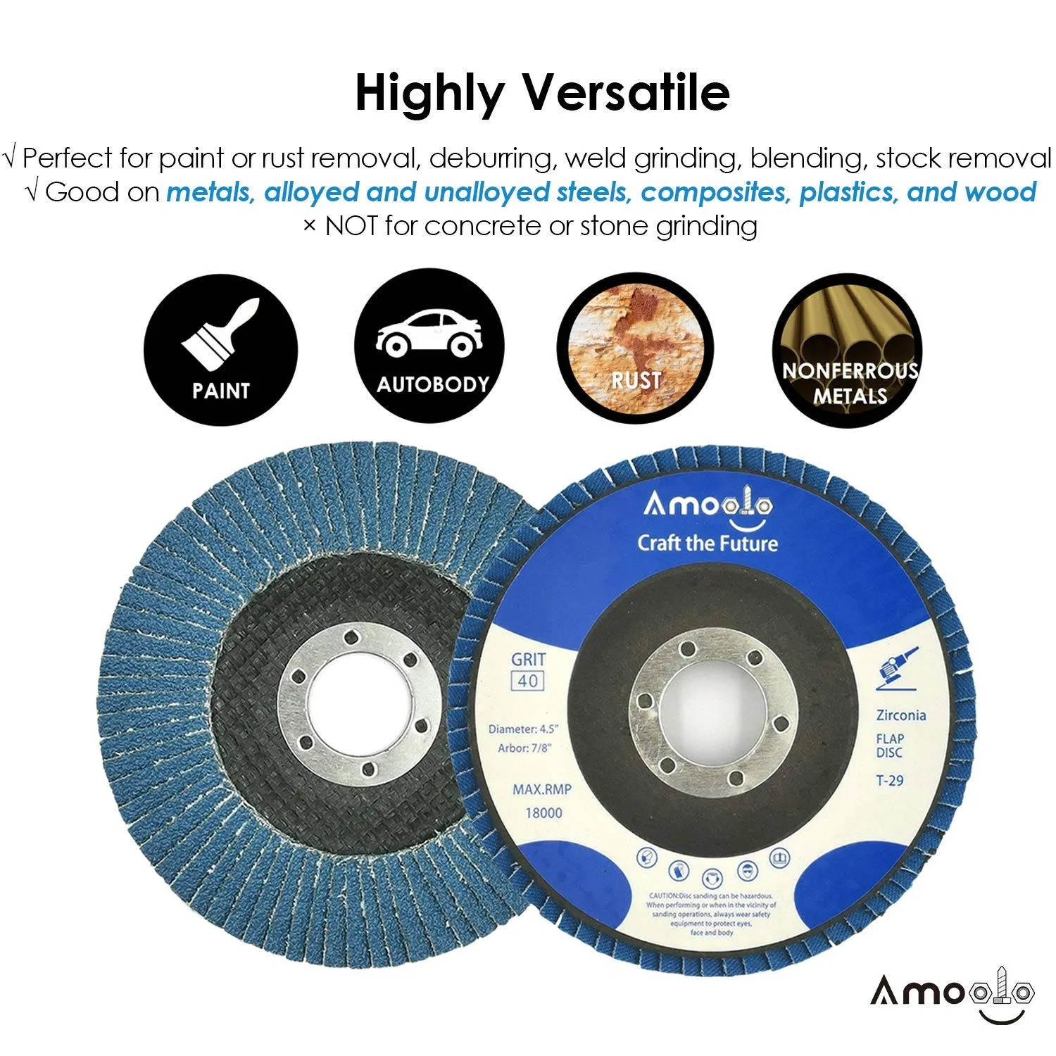 Zirconia Flap Disc, High Density Abrasive Grinding Discs for Metal/Wood Grinding, T29